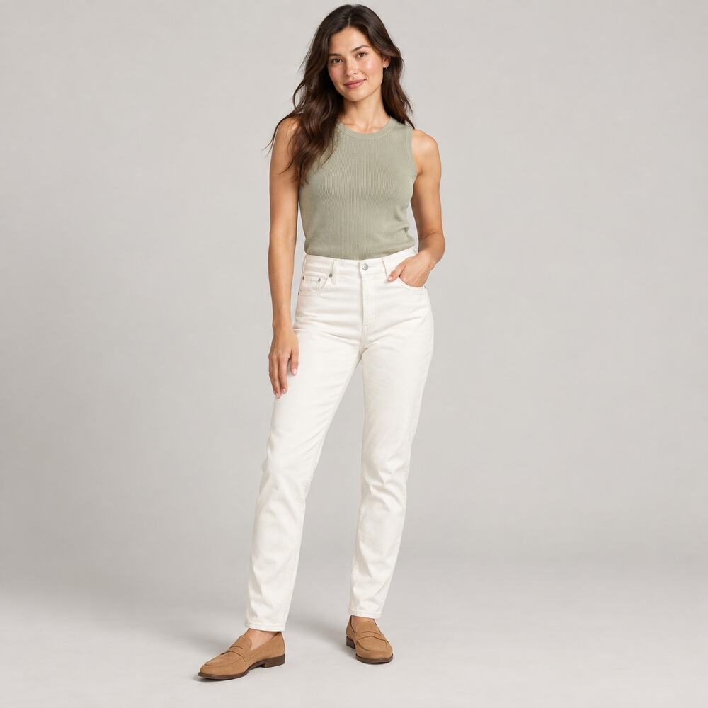 Madewell Perfect Vintage Jeans WMNS 30P White Mid Rise Tapered Denim Clean Girl
